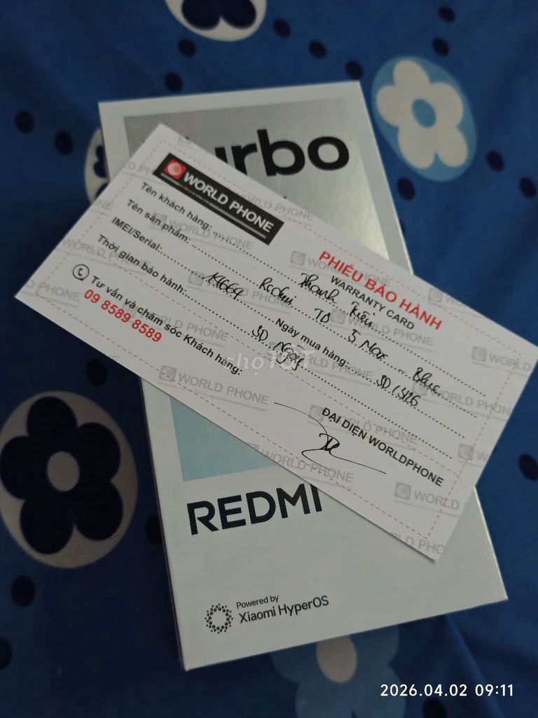 Redmi Turbo 5 Max 12/256GB (Xanh) New Seal. Mua bán Điện thoại tại Thành phố Sóc Trăng Sóc Trăng được đăng bởi Sang Huỳnh Chó Điên hình 1