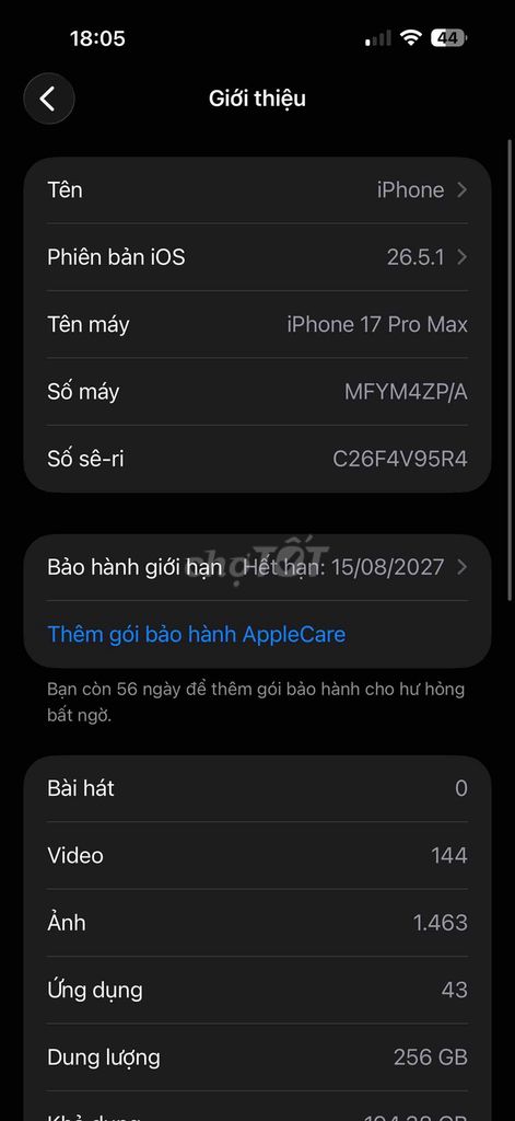 Apple iPhone 17 Pro Max 256GB Trắng Mới. Mua bán Điện thoại tại Huyện Thạch Thất Hà Nội được đăng bởi trần văn nghĩa hình 1
