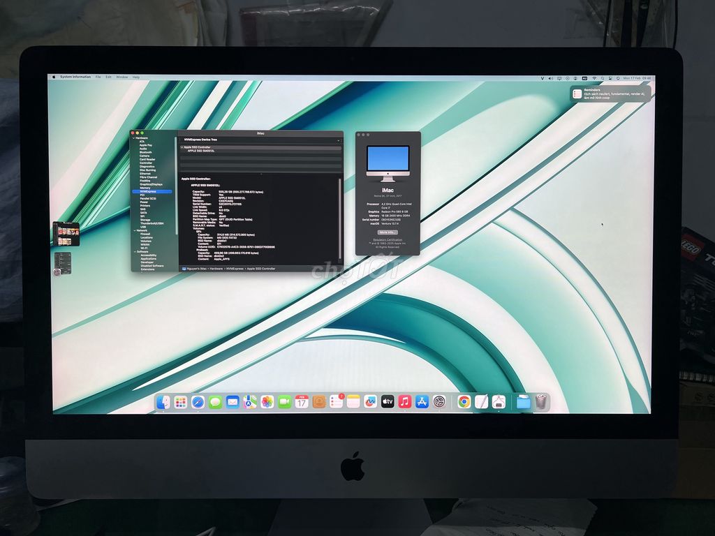 iMac 2017 27" Retina 5K: i7, GPU 8gb, SSD 512 NVME