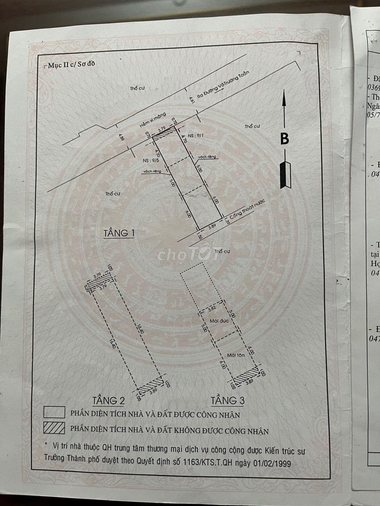 Nhà ở, diện tích đất >61m2, nở hậu