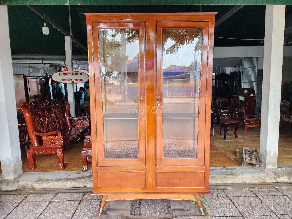 Tủ trưng bày Gỗ thao lao Nâu 1m23x2m02 chân đồng. Mua bán Tủ, kệ gia đình tại Quận Bình Thuỷ Cần Thơ được đăng bởi Cường Đồ Gổ Cũ Xưa hình 1
