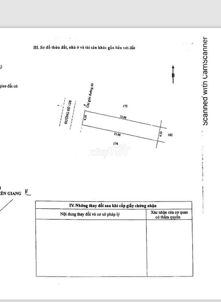 Lô Đất đẹp MT đường 12B(4,5x25m full thổ cư)