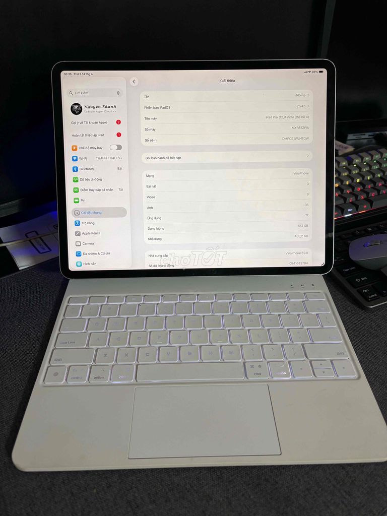 Apple iPad Pro 2020 5G 512GB 12.9 inch. Mua bán Máy tính bảng tại Thành phố Đà Lạt Lâm Đồng được đăng bởi NGUYEN THANH DALAT hình 1