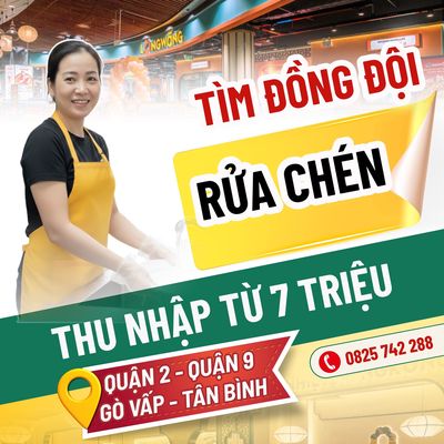 VINCOM QUẬN 9 TUYỂN RỬA CHÉN LƯƠNG 7.5 TR+PHỤ CẤP