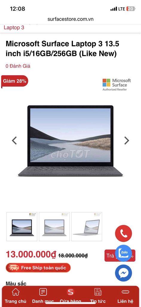 Microsoft Surface Laptop 3 i5 16GB/256GB SSD Cảm ứ. Mua bán Laptop tại Huyện Hoài Đức Hà Nội được đăng bởi Long hình 1