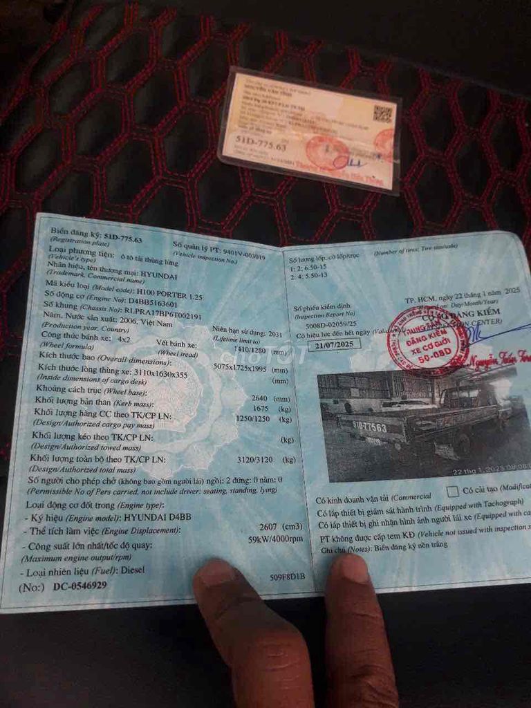 Hyudai 1t25.đời 2006.giá 85tr.ký giấy sang ten ok. Mua bán Xe tải, xe ben tại Thành phố Tân An Long An được đăng bởi Trung Dũng hình 4