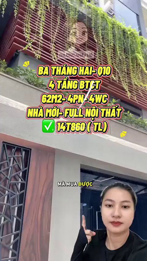 Bán Nhà Phố Quận 10 Mới 4 Tầng 4PN - 14.8 Tỷ