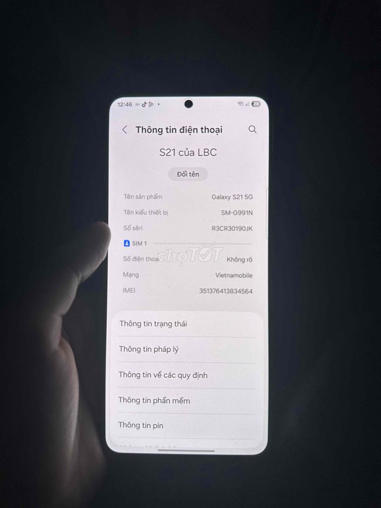 Samsung Galaxy S21 5G 128GB Đen Đã thay vỏ. Mua bán Điện thoại tại Quận 5 Tp Hồ Chí Minh được đăng bởi Minh hình 1