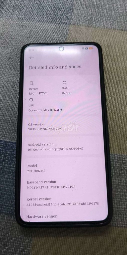 Xiaomi Redmi K70E 8GB/256GB. Mua bán Điện thoại tại Huyện Quế Võ Bắc Ninh được đăng bởi sky2026 hình 1