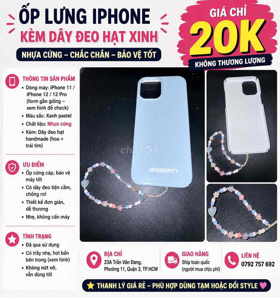 Ốp lưng iPhone 11/12/12 Pro Xanh pastel Dây đeo. Mua bán Phụ kiện (Màn hình, Chuột...) tại Quận 3 Tp Hồ Chí Minh được đăng bởi bùi phạm đăng khoa hình 1