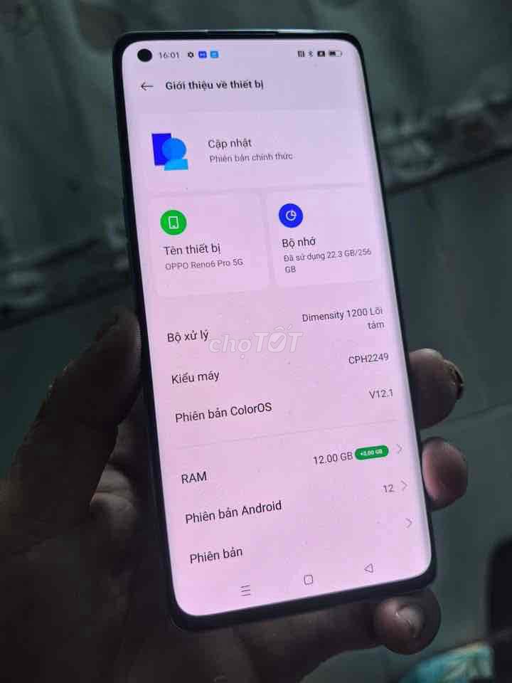 OPPO Reno 6 Pro 5G 12 256GB 99% rin áp. Mua bán Điện thoại tại Huyện Cao Lãnh Đồng Tháp được đăng bởi minh dt zin 66 hình 1