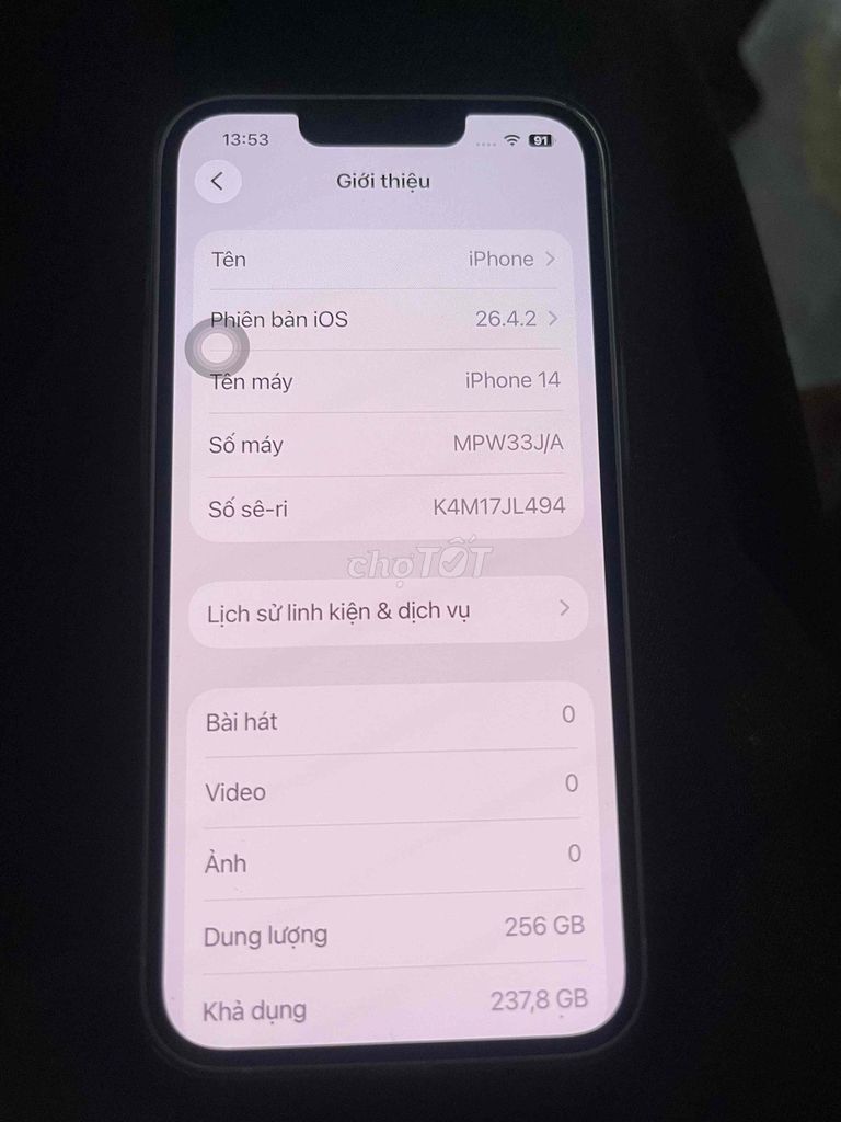 Apple iPhone 14 256GB Trắng. Mua bán Điện thoại tại Thành phố Biên Hòa Đồng Nai được đăng bởi Đỗ Quyên hình 1