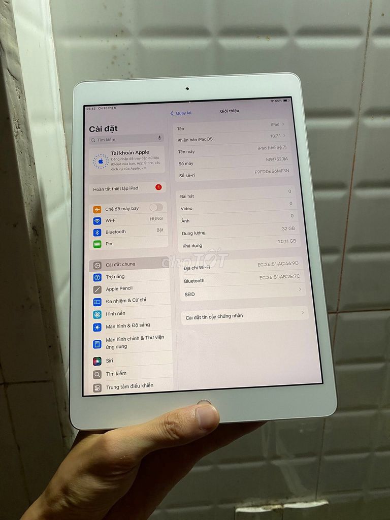 Apple iPad Gen 7 32GB Bạc. Mua bán Máy tính bảng tại Quận 1 Tp Hồ Chí Minh được đăng bởi Hội Đồ Điện Tử hình 1
