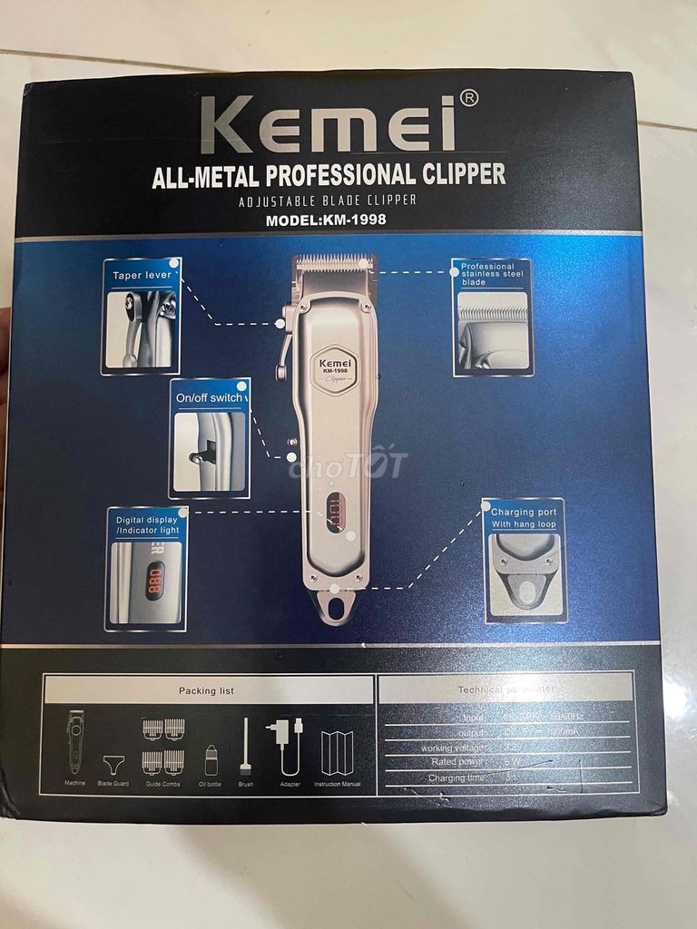Tông đơ cắt tóc Kemei KM-1998. Mua bán Nội thất, đồ gia dụng khác tại Huyện Bắc Tân Uyên Bình Dương được đăng bởi nguyên  hình 1