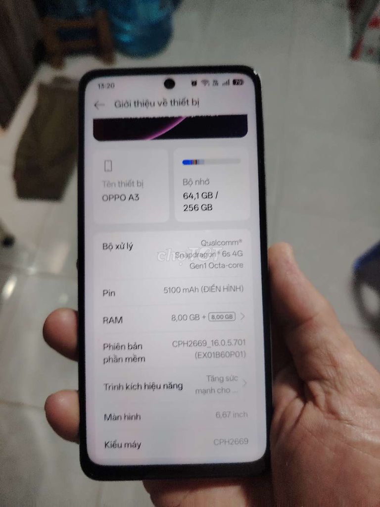 OPPO A3 RAM 8g 256GB Trắng. Mua bán Điện thoại tại Quận Bình Tân Tp Hồ Chí Minh được đăng bởi Nguyễn Văn Pho  hình 1