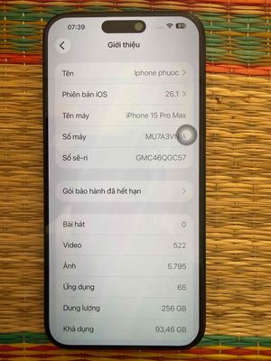 ip 15prm 256gb. vn, pin 83 zin all