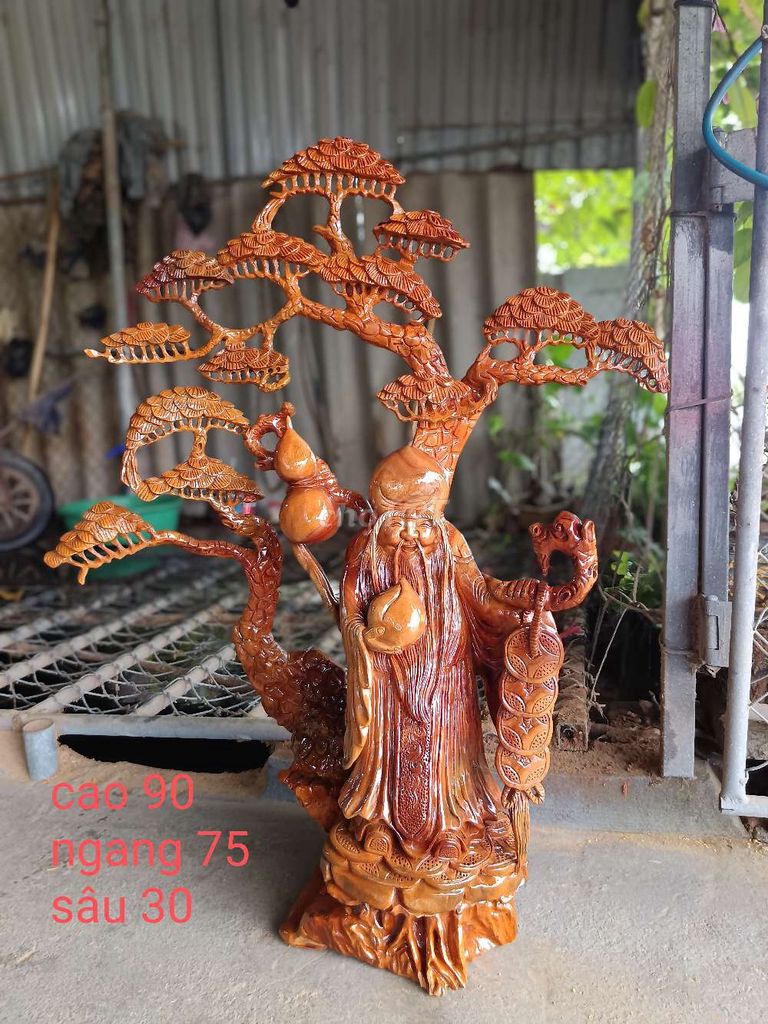 Tượng gỗ Cụ Thọ đứng gốc tùng. Mua bán Đồ sưu tầm, đồ cổ tại Huyện Đông Hưng Thái Bình được đăng bởi vương hình 1