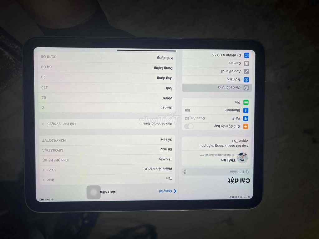 Ipad Gen 10 64Gb còn fullbox chính hãng TGDD