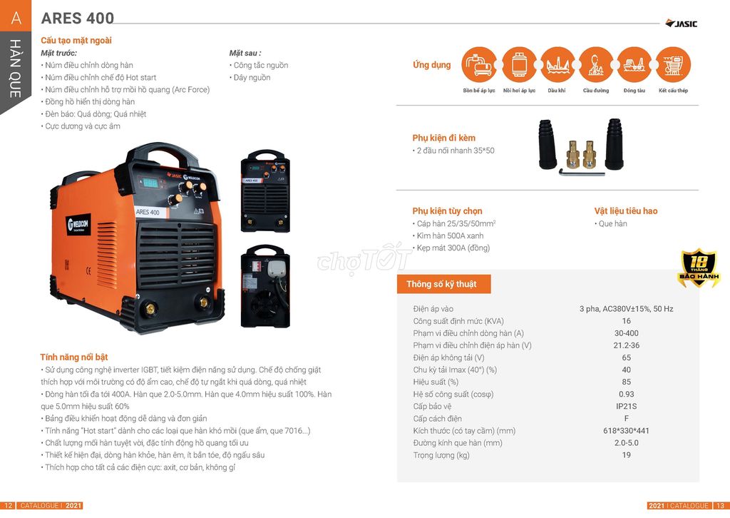 Máy Hàn Que Điện Tử Jasic ARES 400. Mua bán Đồ chuyên dụng, Giống nuôi trồng tại Huyện Hóc Môn Tp Hồ Chí Minh được đăng bởi ĐIỆN CƠ KIM PHÁT hình 1