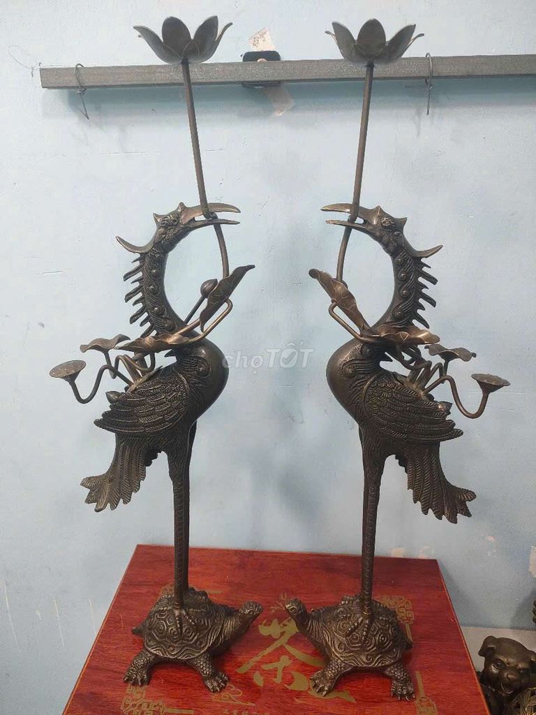 Đồ thờ cúng Đồng Hạc đứng rùa 54cm. Mua bán Đồ sưu tầm, đồ cổ tại Quận Bình Tân Tp Hồ Chí Minh được đăng bởi Lien Ho hình 1