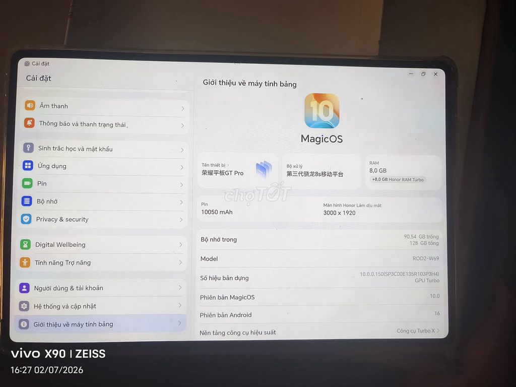 Honor Pad GT Pro 8GB/128GB Trắng. Mua bán Máy tính bảng tại Quận Ba Đình Hà Nội được đăng bởi Hội Đồ Điện Tử hình 1