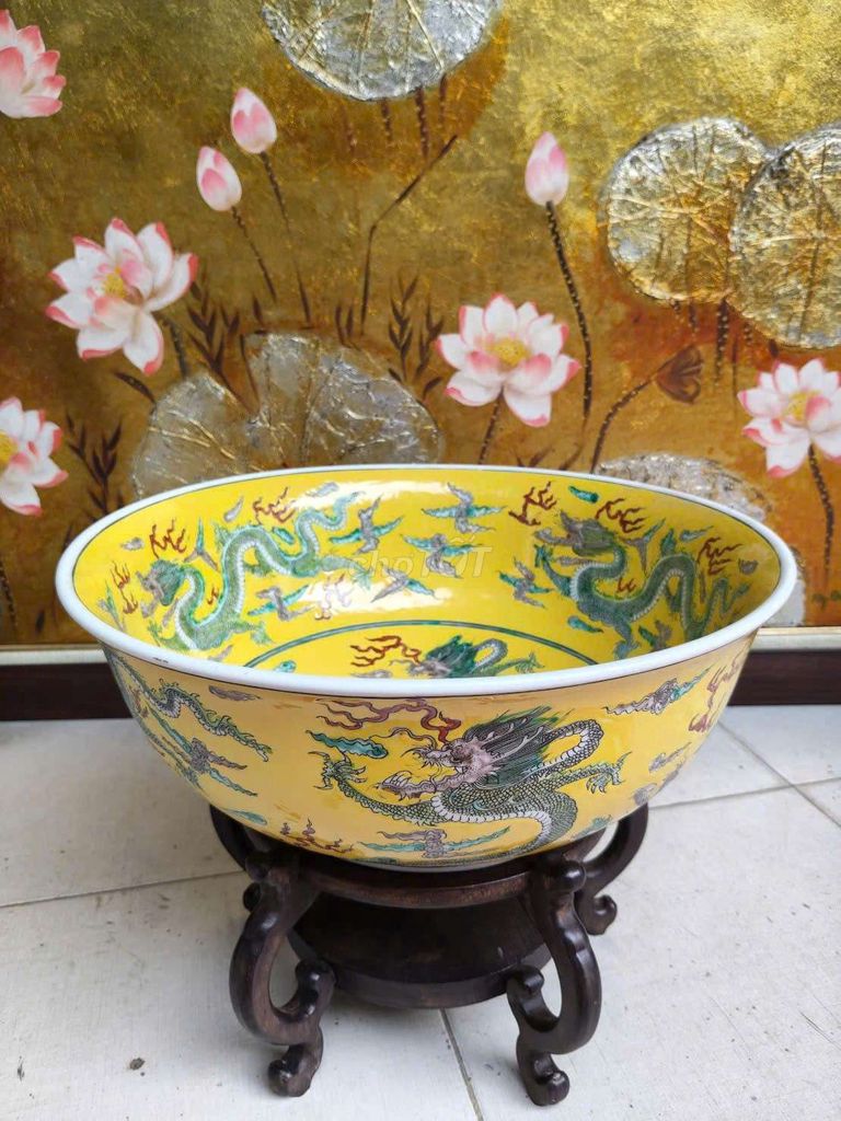Bát sứ men vàng Quang Tự Niên Chế Rồng. Mua bán Cây cảnh, đồ trang trí tại Quận Hà Đông Hà Nội được đăng bởi Trung Nguyen Hoang hình 1