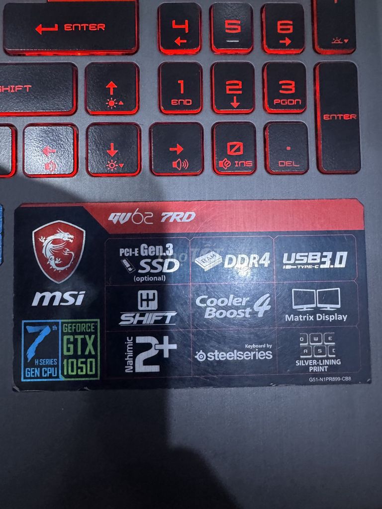 MSI GV62 7RD i7-7700HQ 16GB/SSD 256GB+HDD 1TB Đen. Mua bán Laptop tại Quận Bình Tân Tp Hồ Chí Minh được đăng bởi Nam Phạm hình 1