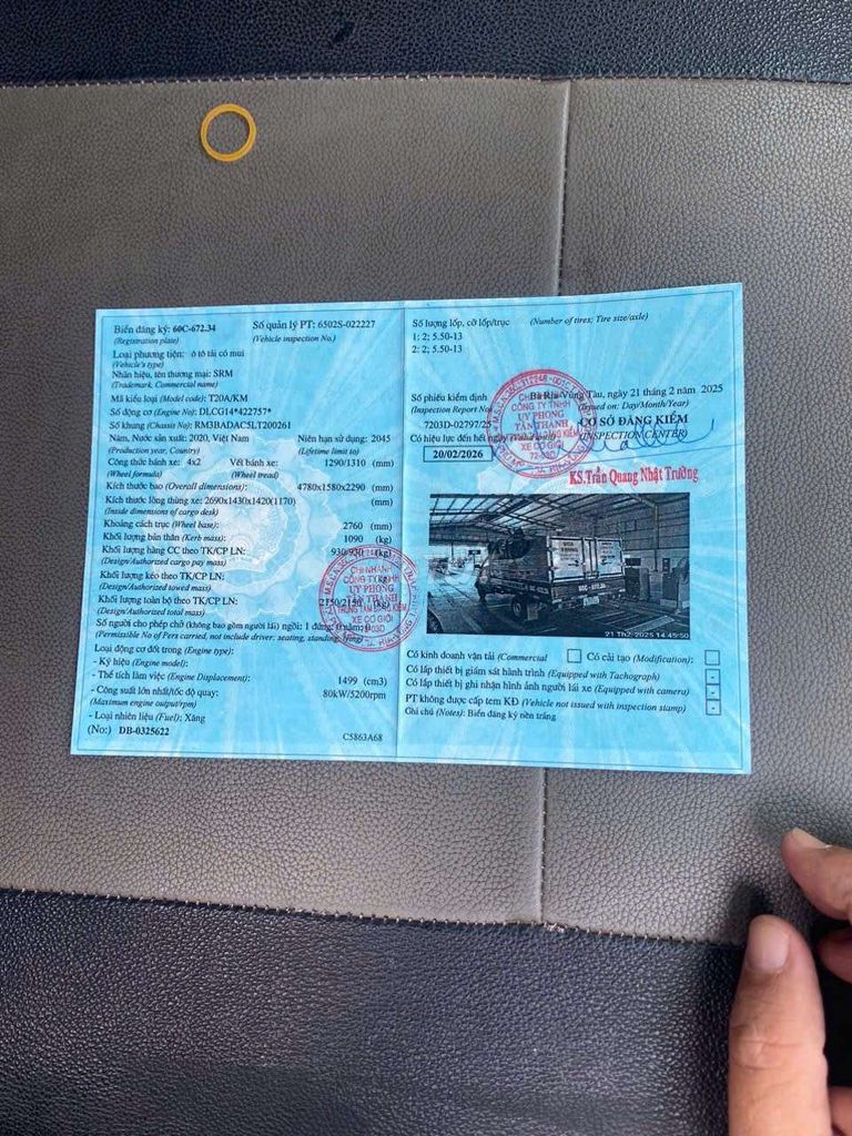 SRM 950kg 2020. Mua bán Xe tải, xe ben tại Thành phố Thuận An Bình Dương được đăng bởi nguyenvanyen hình 6