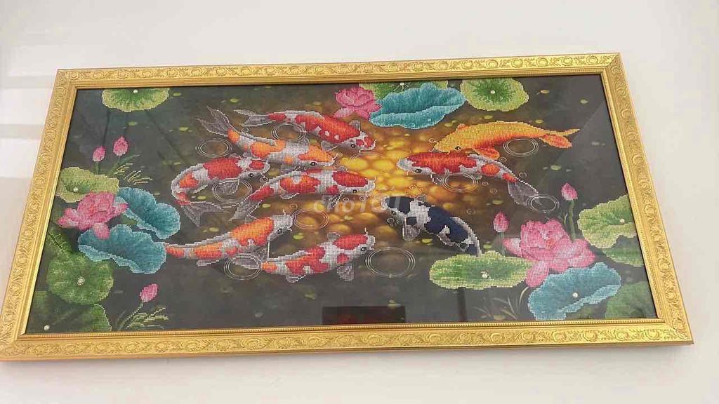 Tranh đính đá Cá chép hoa sen thủ công. Mua bán Đồ sưu tầm, đồ cổ tại Quận Tân Bình Tp Hồ Chí Minh được đăng bởi Ngân Nguyễn hình 1