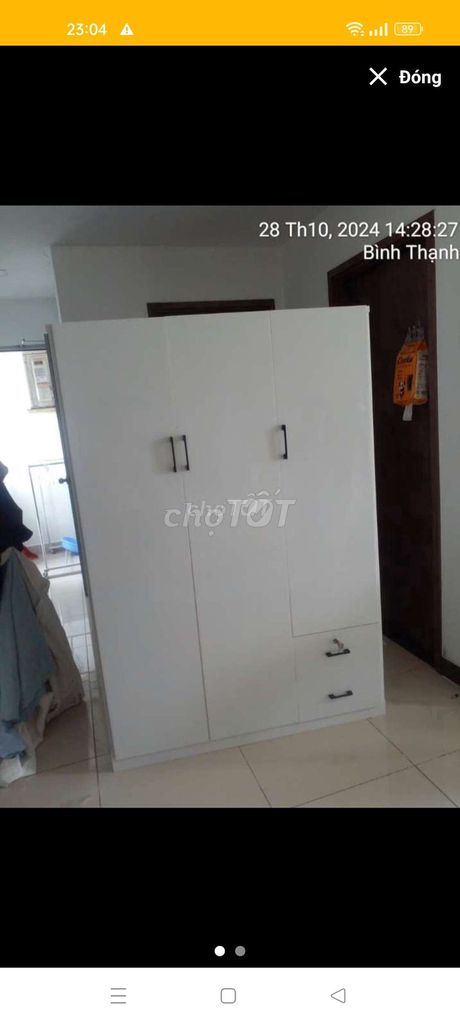 Tủ nhựa 3 cánh trắng1m25_