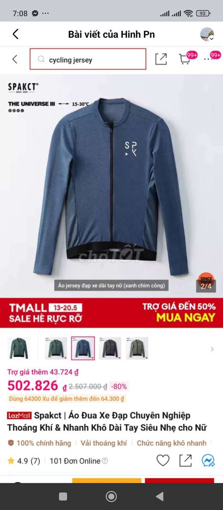 Áo đua xe đạp SPAKCT Nữ. Mua bán Quần áo tại Huyện Quảng Điền Thừa Thiên Huế được đăng bởi hàng boom lazada hình 1