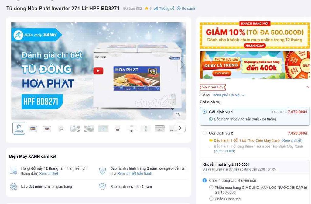 Tủ đông Hòa Phát HPF BD8271 Inverter 271 lít. Mua bán Tủ lạnh tại Quận Nam Từ Liêm Hà Nội được đăng bởi Xuân Huy Đỗ hình 1