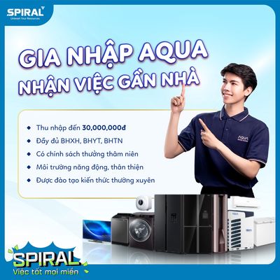 [THÁI HÒA] AQUA tuyển GẤP Nhân viên bán hàng
