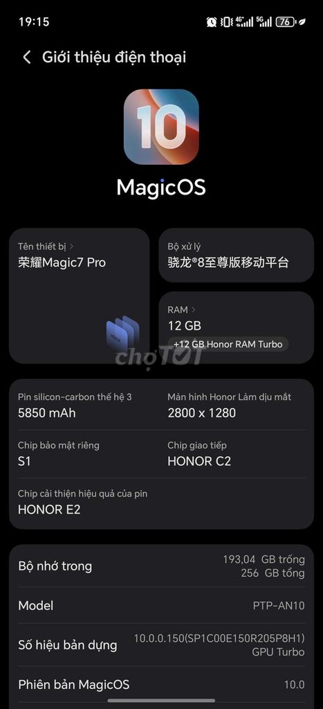 Dư bán Honor Magic 7 Pro  12/256. Mua bán Điện thoại tại Quận Ngũ Hành Sơn Đà Nẵng được đăng bởi Truong Do hình 1