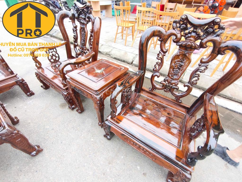 Bộ bàn ghế salon Gỗ Nâu 8 món. Mua bán Bàn ghế tại Quận Ngũ Hành Sơn Đà Nẵng được đăng bởi Đồ Cũ TTpro hình 1