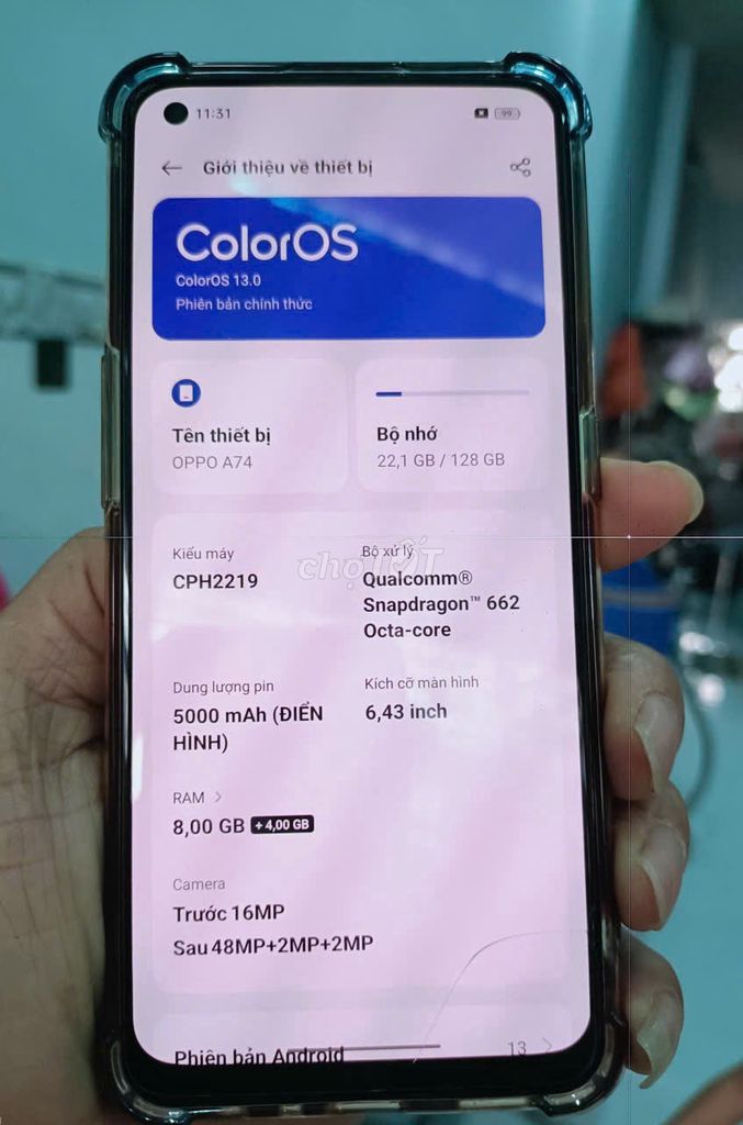 Oppo A74 128GB Xanh. Mua bán Điện thoại tại Thành phố Thủ Đức Tp Hồ Chí Minh được đăng bởi Trần Văn Chung hình 1