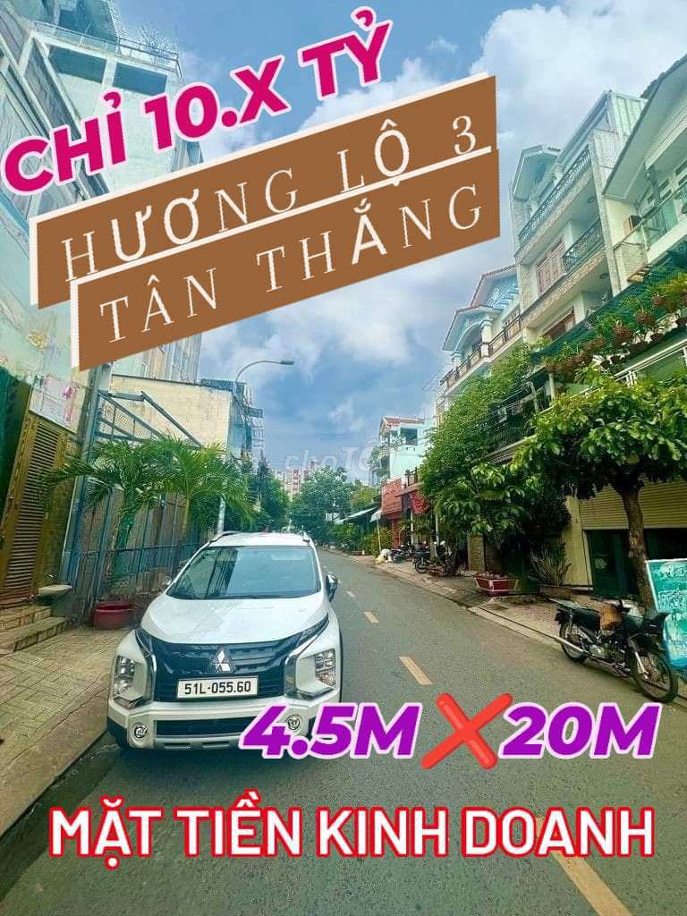 MẶT TIỀN ĐƯỜNG SỐ HƯƠNG LỘ 3 SÁT AEON 5 TẦNG 4.5Mx20M CÒN HƠN 10 TỶ