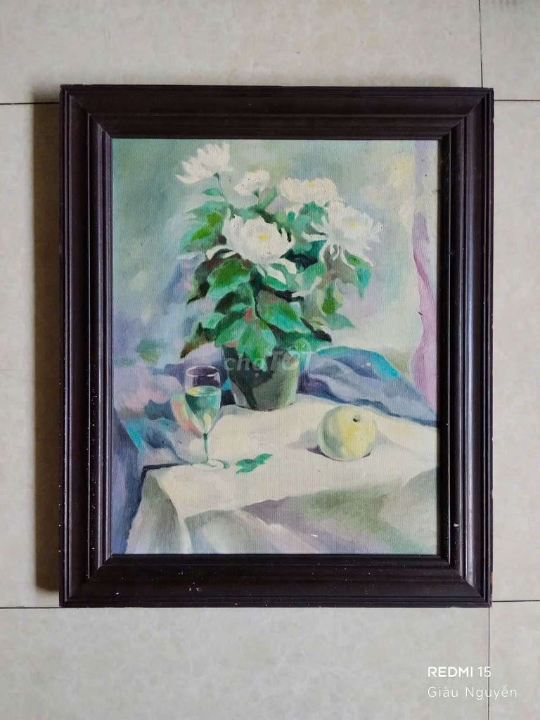 Tranh sơn dầu Tĩnh vật Khung Gỗ 50.5x40.5cm. Mua bán Đồ sưu tầm, đồ cổ tại Thành phố Thủ Đức Tp Hồ Chí Minh được đăng bởi yêu thích đồ cũ hình 1
