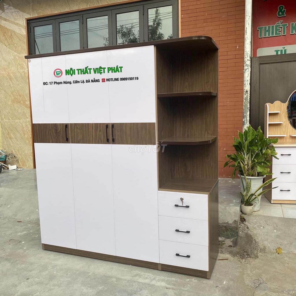 Tủ quần áo Nhựa 3 cánh Trắng, Nâu gỗ. Mua bán Tủ, kệ gia đình tại Quận Cẩm Lệ Đà Nẵng được đăng bởi Kimm Hoài Nội Thất Việt Phát hình 1