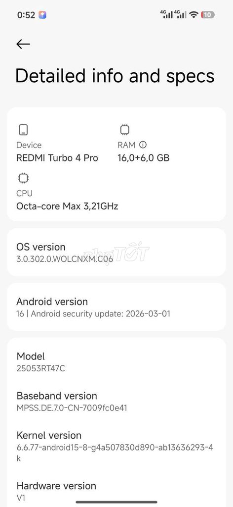 Xiaomi Turbo 4 Pro 16GB/256GB. Mua bán Điện thoại tại Quận Bình Thạnh Tp Hồ Chí Minh được đăng bởi Trần Nhật Lâm hình 1