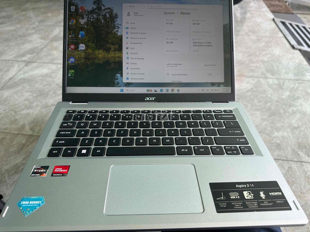 Acer Aspire 3 a314 Ryzen 7 16GB/512GB. Mua bán Laptop tại Huyện Củ Chi Tp Hồ Chí Minh được đăng bởi Nguyễn Trang hình 1