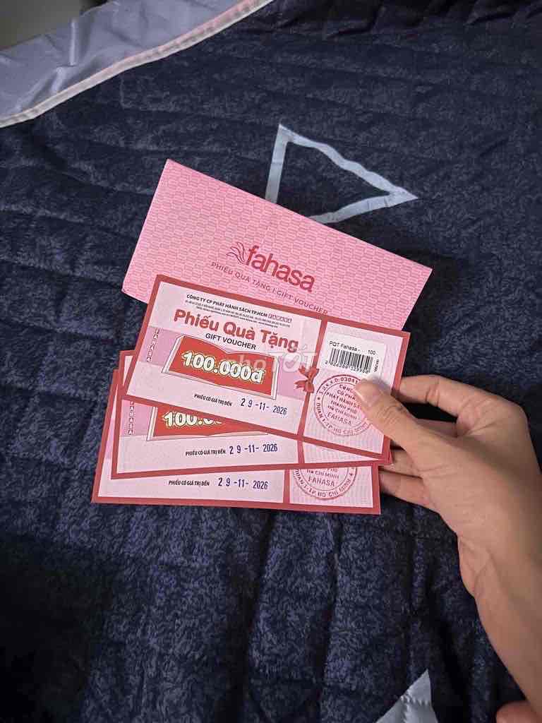 Phiếu quà tặng Fahasa 100.000 VNĐ. Mua bán Sách tại Huyện Long Điền Bà Rịa - Vũng Tàu được đăng bởi Maika hình 1