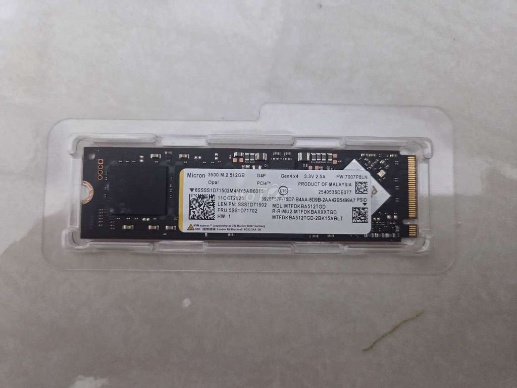 SSD Micron 3500 M.2 PCIe Gen4x4 512GB Mới 100%. Mua bán Linh kiện (RAM, Card...) tại Huyện Nhà Bè Tp Hồ Chí Minh được đăng bởi Thanh Quang hình 1