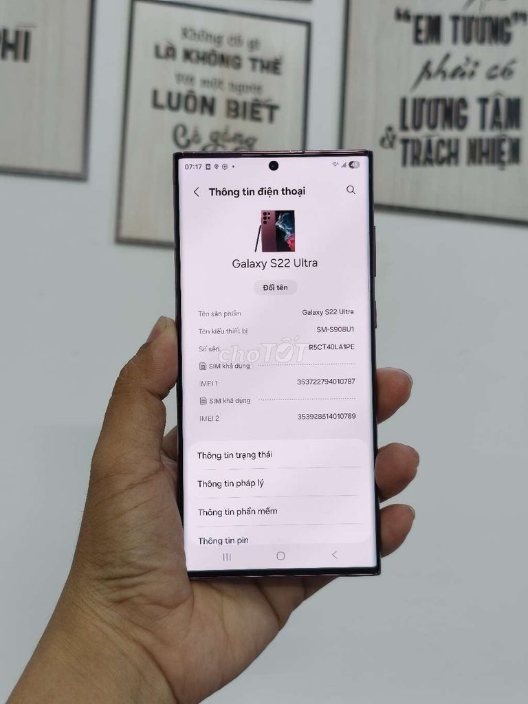 Samsung Galaxy S22 Ultra 128GB Tím. Mua bán Điện thoại tại Thị xã Bến Cát Bình Dương được đăng bởi Nguyễn Thanh hình 1