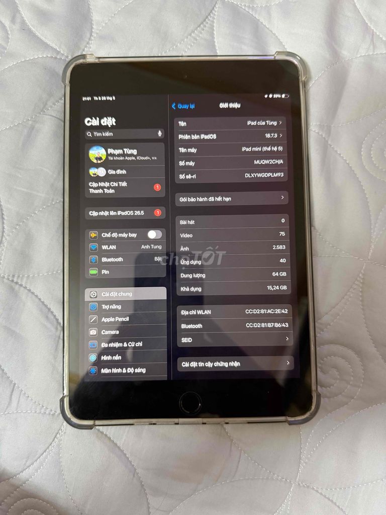Apple iPad mini 5 64GB. Mua bán Máy tính bảng tại Thành phố Vĩnh Yên Vĩnh Phúc được đăng bởi phạm anh tùng hình 1