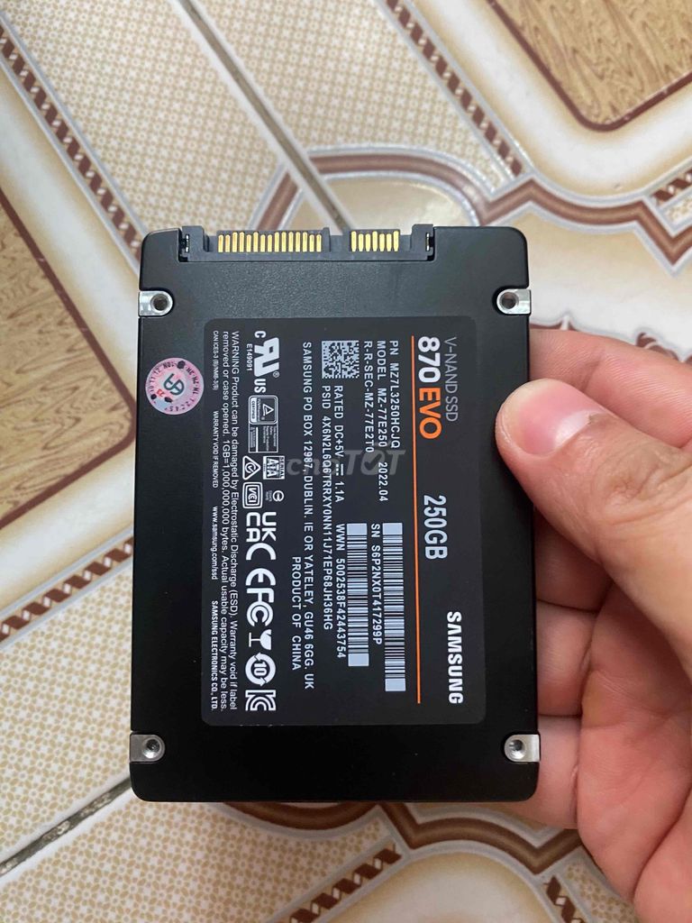 Ổ cứng SSD Samsung 870 EVO 250GB SATA3 100%. Mua bán Linh kiện (RAM, Card...) tại Quận 1 Tp Hồ Chí Minh được đăng bởi Nguyễn hình 1
