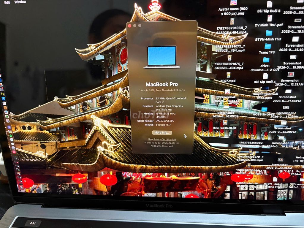 Apple Macbook Pro 13 inch 2019 16GB RAM, 512GB SSD. Mua bán Laptop tại Quận Bình Thạnh Tp Hồ Chí Minh được đăng bởi Đoàn Thanh Huy hình 1