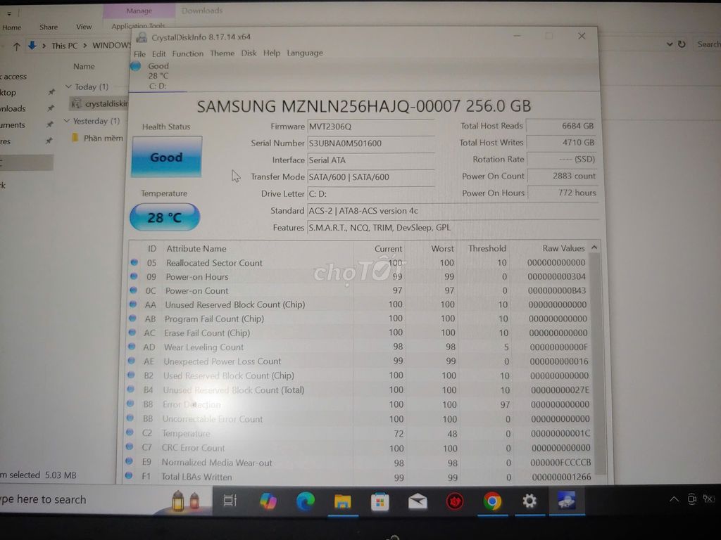 SSD M2 Sata 256G chính hãng Samsung. Bóc Lap Nhật