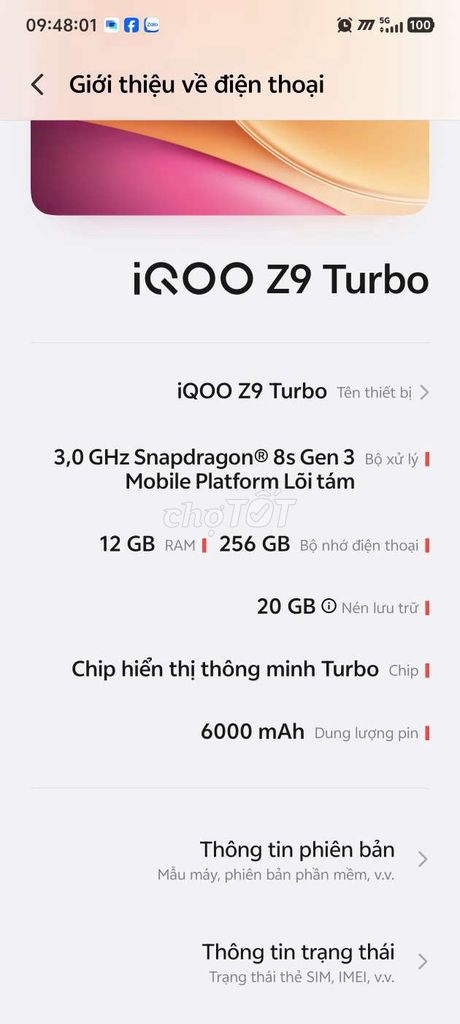 iQOO Z9 Turbo 12GB/256GB. Mua bán Điện thoại tại Huyện Yên Thành Nghệ An được đăng bởi Sang hình 1