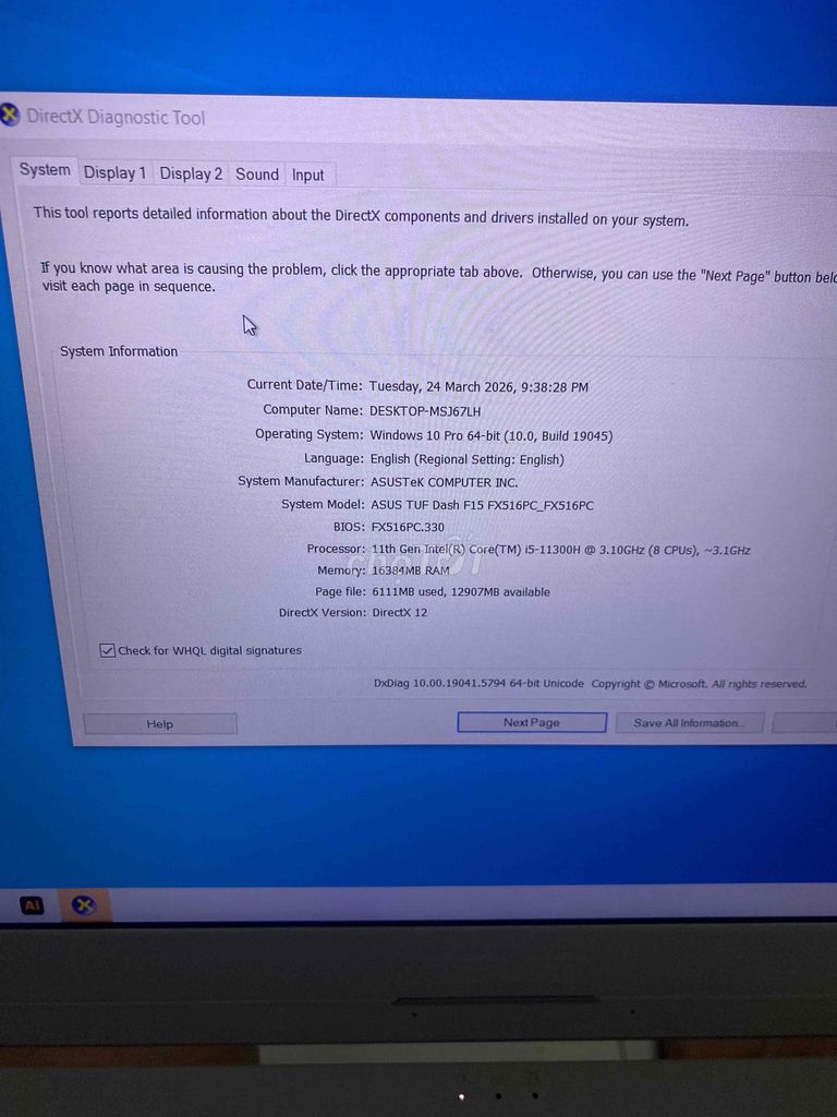 ASUS TUF Dash F15 i5/16GB/rtx 3050. Mua bán Laptop tại Thành phố Buôn Ma Thuột Đắk Lắk được đăng bởi Phu Nguyen hình 1